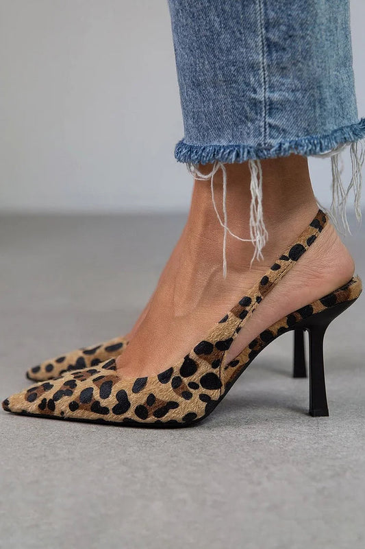 Ambra™ | Szpilki w leopardzi wzór z tylnym paskiem