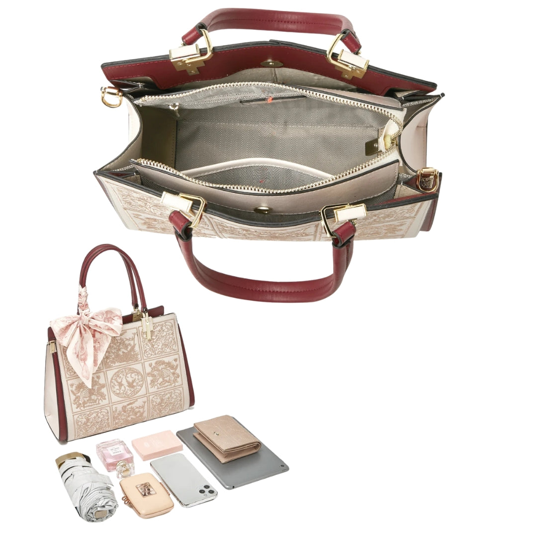 Sylvia™ – Unikalna torebka crossbody z haftem i kokardą