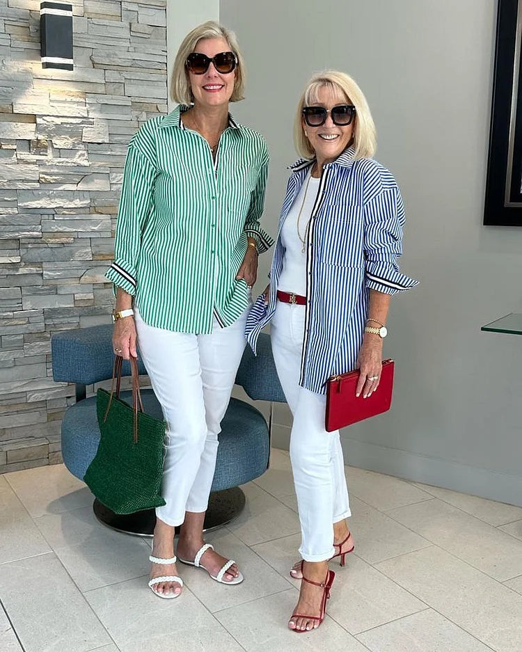 Ellen™ — Elegancka Koszula w Paski na Codzienną Elegancję