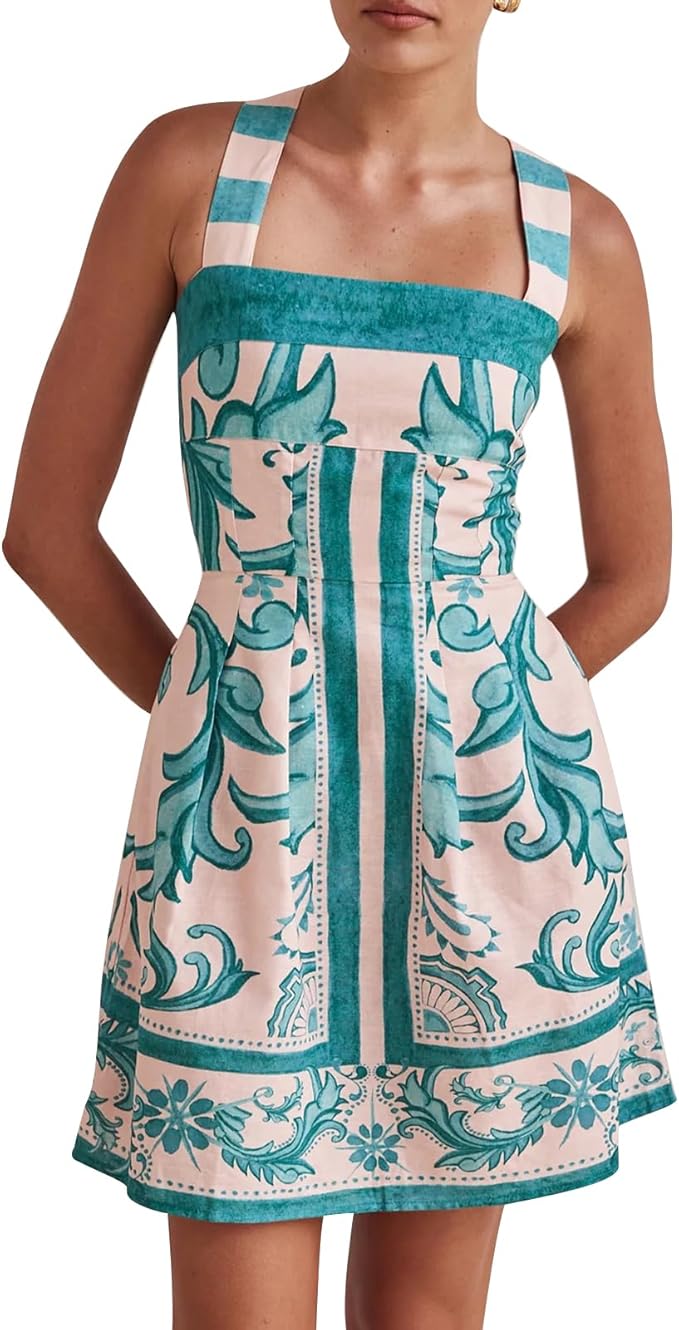 Idalia | Skrojona minisukienka z rzemieślniczym nadrukiem