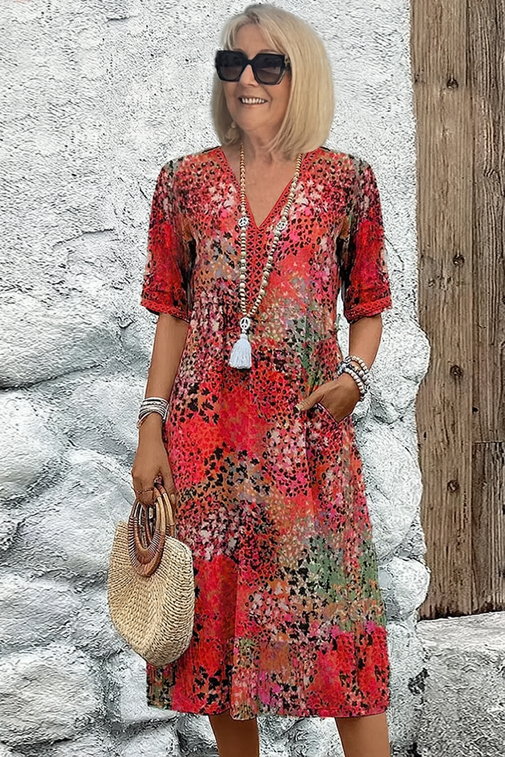 Celia | Boho Midi Sukienka – Prosty Styl na Beztroskie Dni