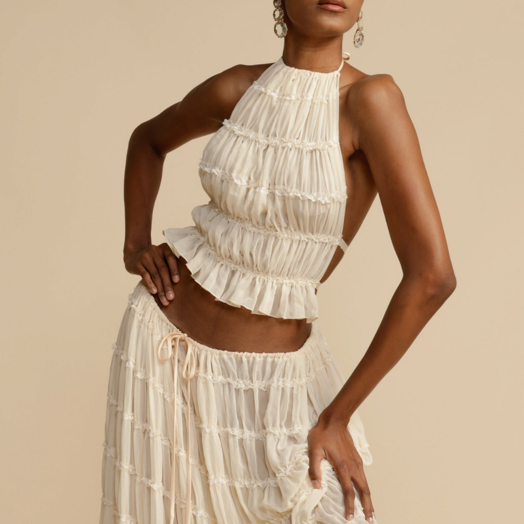 Jeanette™ | Zestaw topu na halter i spódnicy