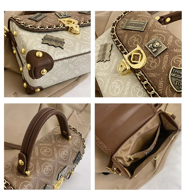 Retro torba na ramię z monogramem i złotymi detalami Zelda™