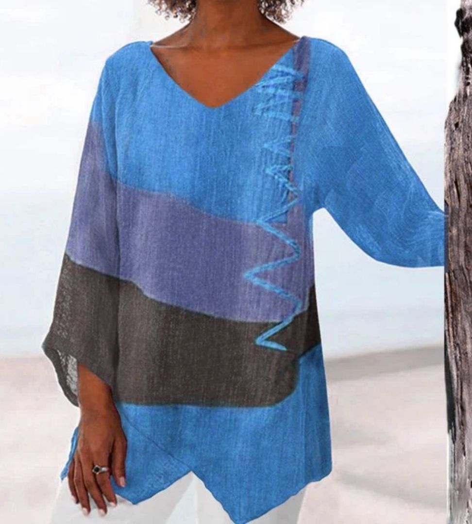 Helene | Elegancka bluzka z dekoltem w serek w kolorze blokowym