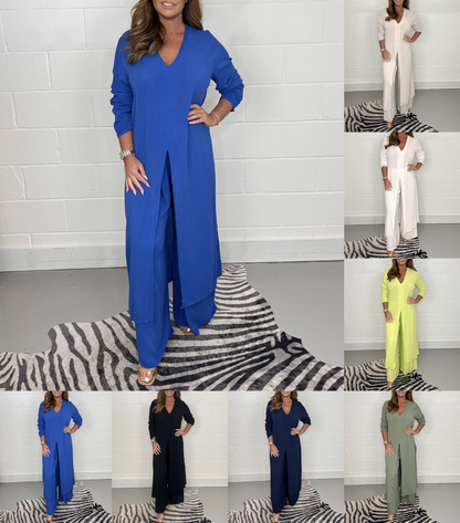 Carla™ | V-Wycięcie Rozcięcie Casual Dwuczęściowy Zestaw