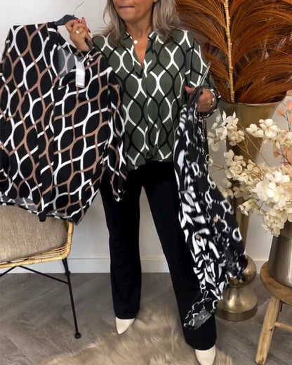 Martyna | Bluzka z długim rękawem i eleganckim wzorem