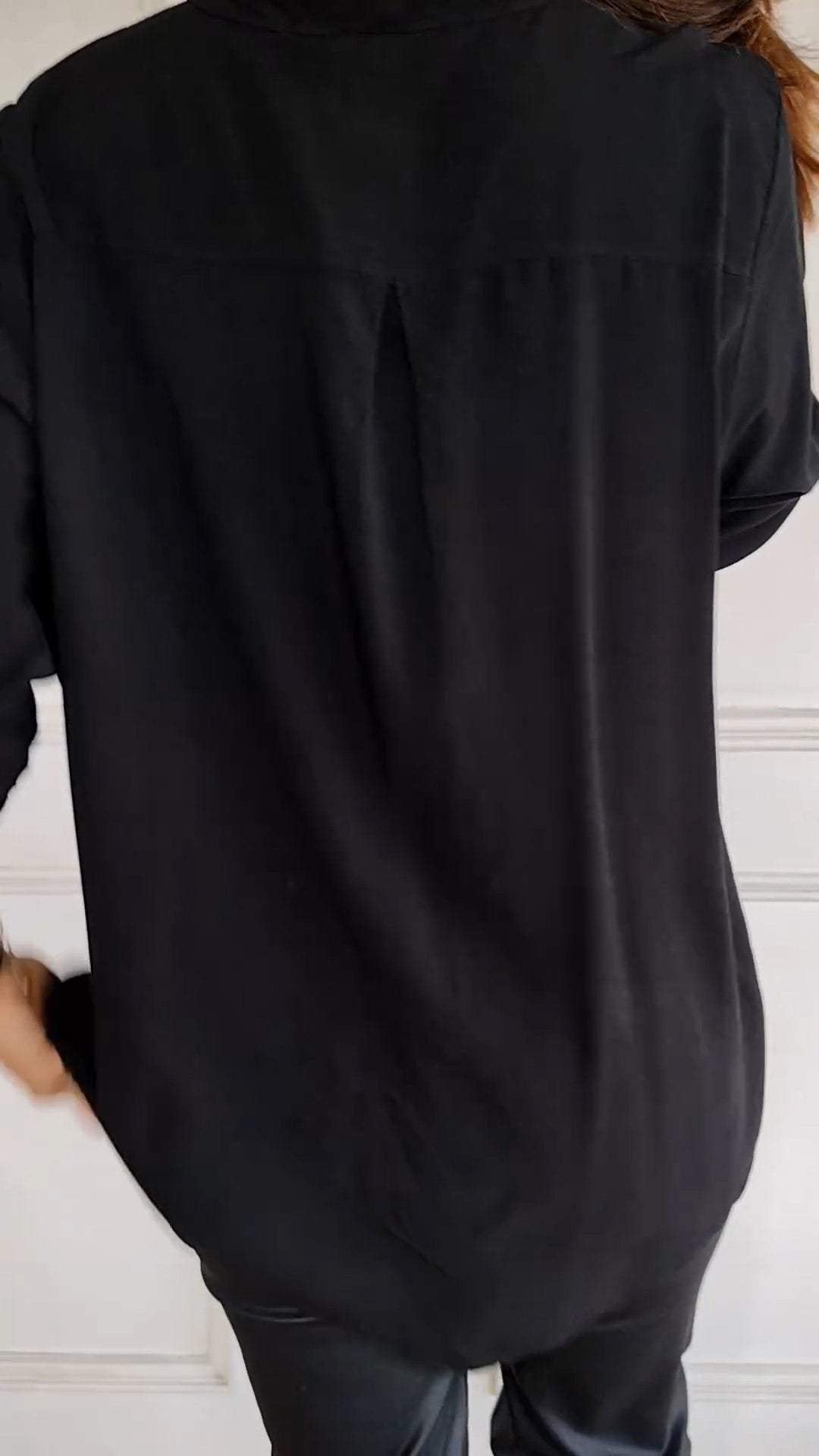 Stefania | Codzienna koszula z cekinową kieszenią