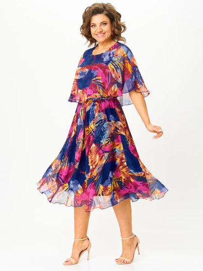 Elwira | Zwiewna sukienka midi o kobiecym kroju