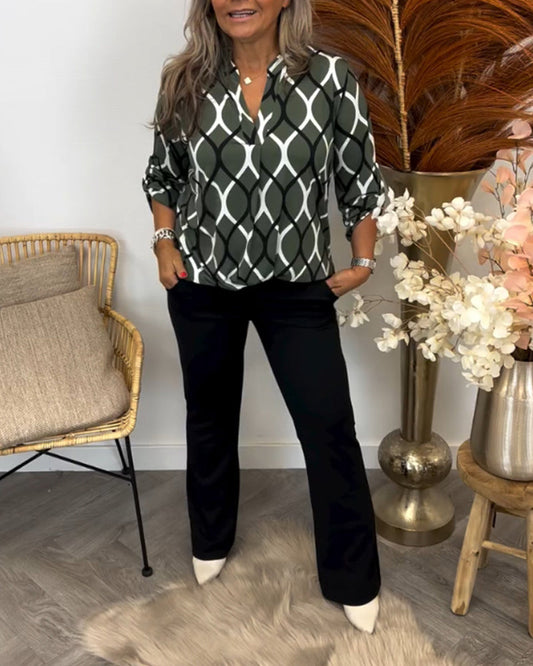 Martyna | Bluzka z długim rękawem i eleganckim wzorem