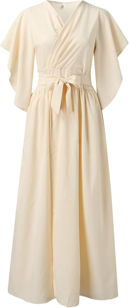 Daria | Damska sukienka z zawijanymi rękawami w motyle