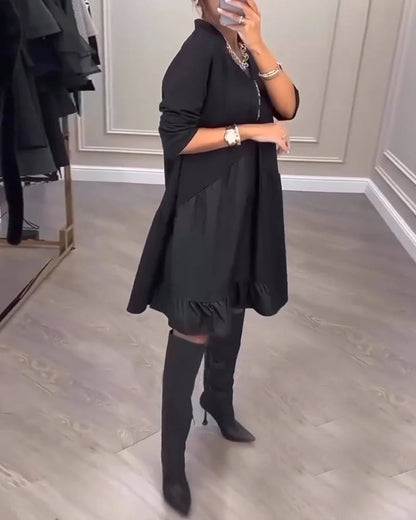 Maeko | Artystyczna sukienka z długim rękawem i dekoltem w szpic