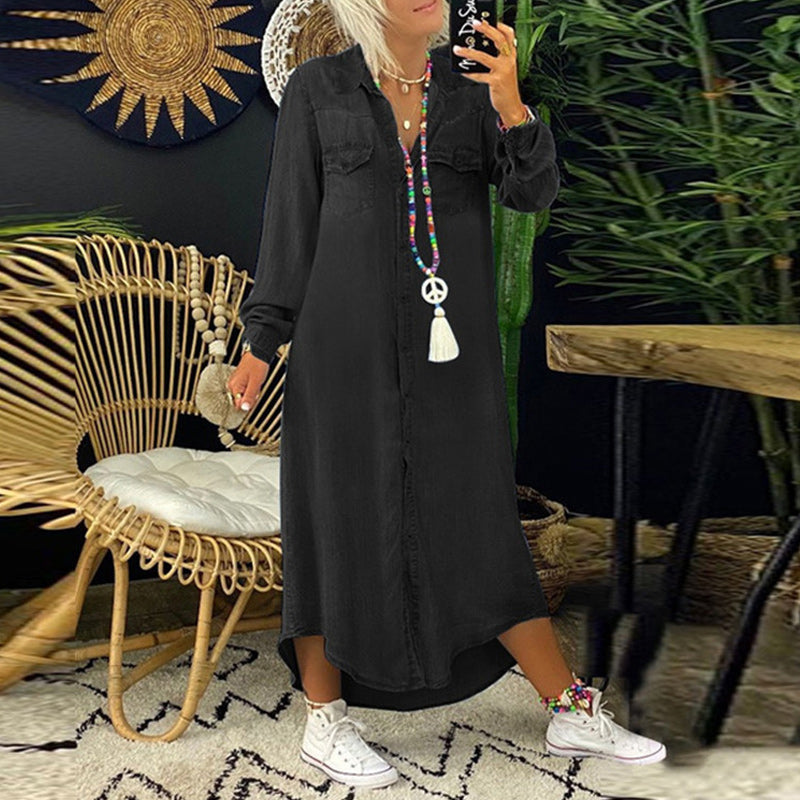 Lilla™ | Wygodna sukienka koszulowa z denimu