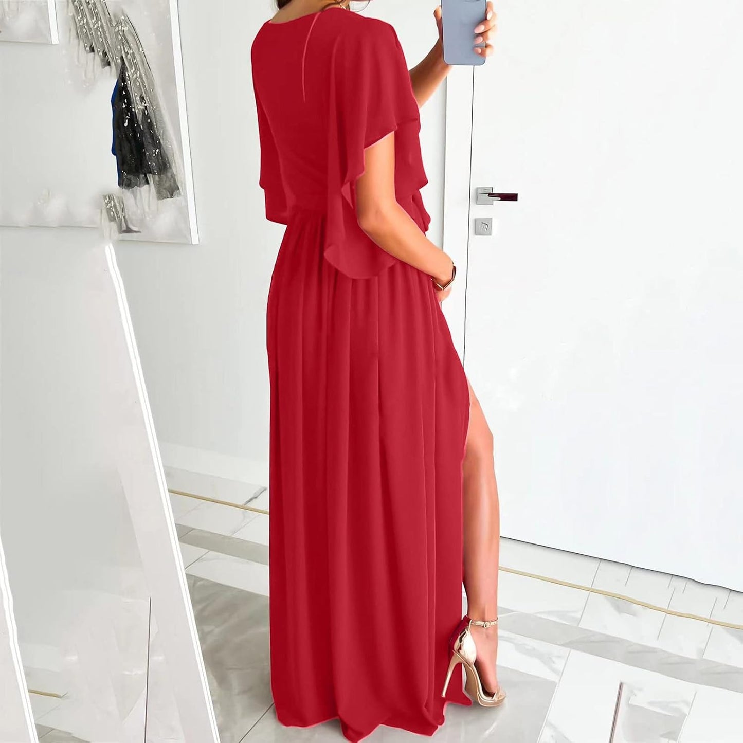 Daria | Damska sukienka z zawijanymi rękawami w motyle