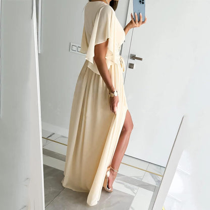 Daria | Damska sukienka z zawijanymi rękawami w motyle