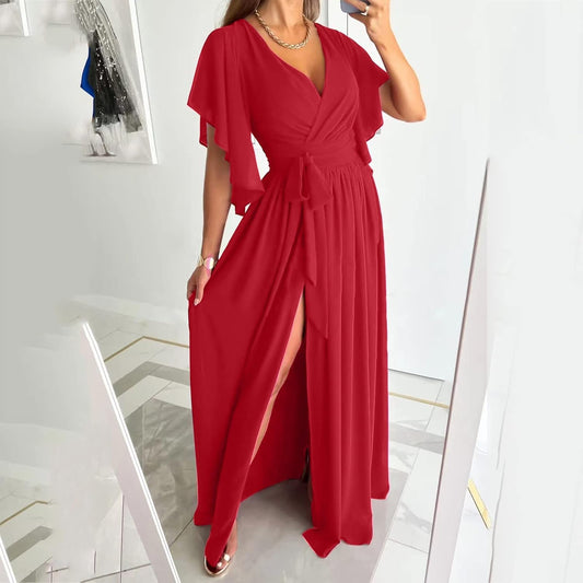 Daria | Damska sukienka z zawijanymi rękawami w motyle