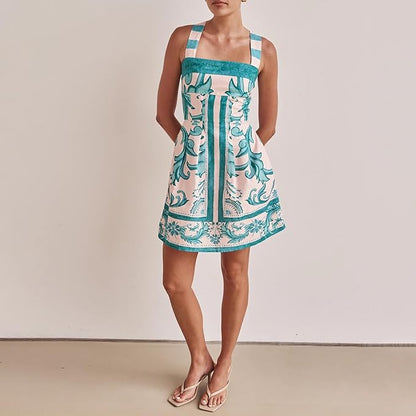 Idalia | Skrojona minisukienka z rzemieślniczym nadrukiem