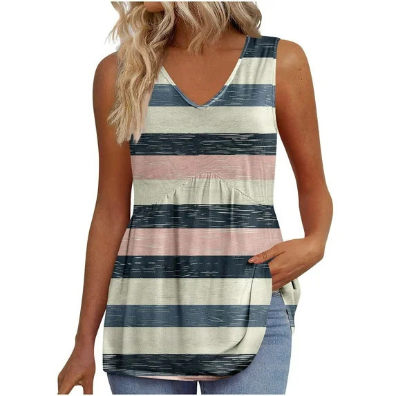 Miranda | Top z lejącej tkaniny bez rękawów z zaokrągloną linią dołu