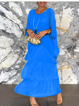 Dorota | Boho Maxi Sukienka z Warstwowym Efektem