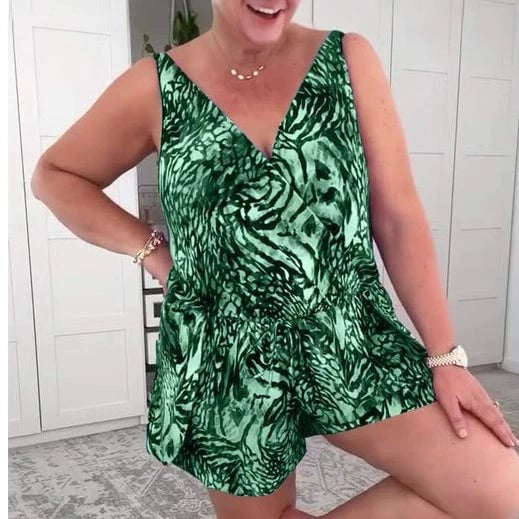 Heather - Luźny Strój Kąpielowy z Dekoltem w Serek