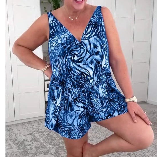 Heather - Luźny Strój Kąpielowy z Dekoltem w Serek