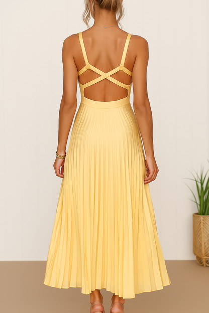 Liliana | Sunshine Plisowana sukienka midi