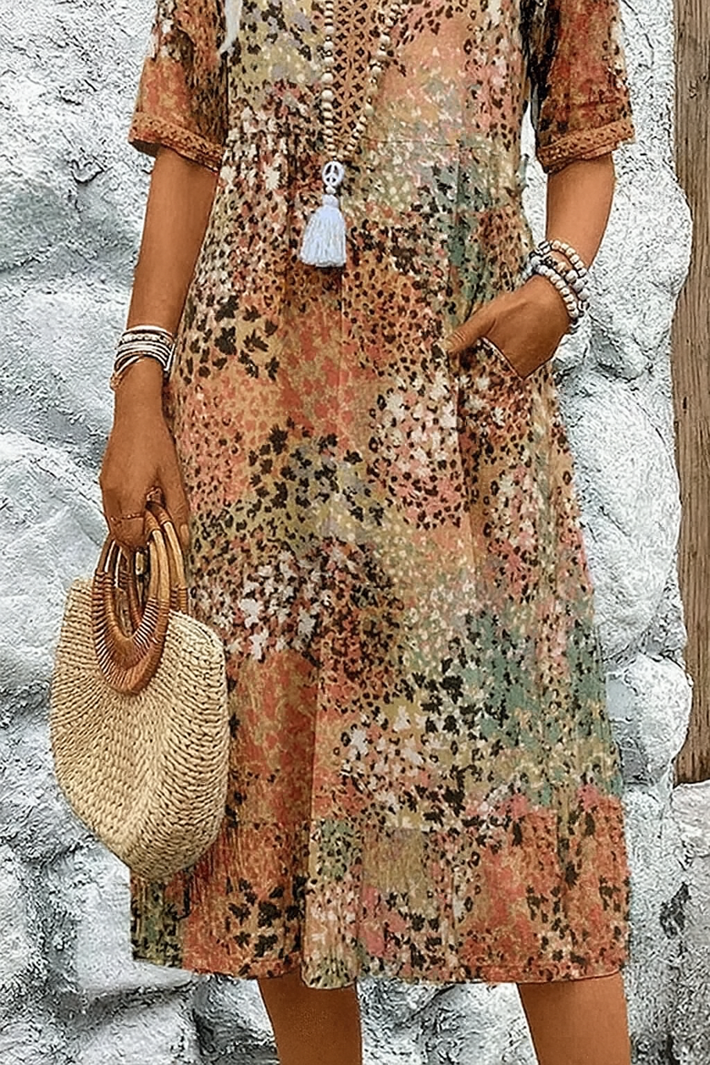 Celia | Boho Midi Sukienka – Prosty Styl na Beztroskie Dni