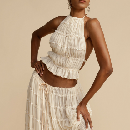 Jeanette™ | Zestaw topu na halter i spódnicy