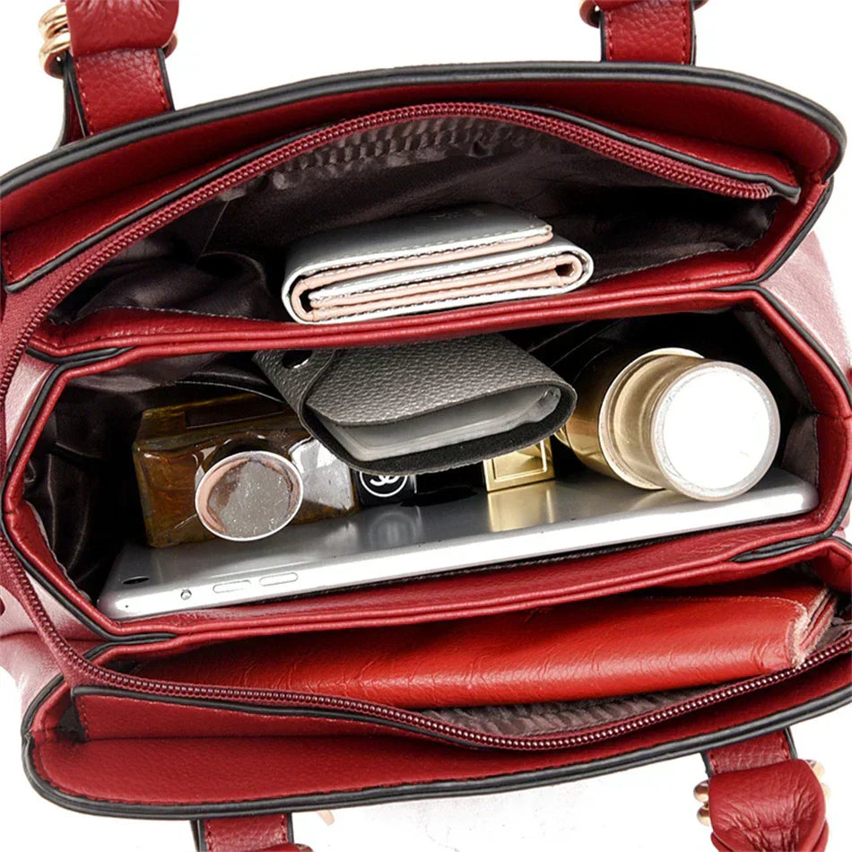 maria™ – Bordowa Torebka Ręczna z Podwójnymi Uchwytami