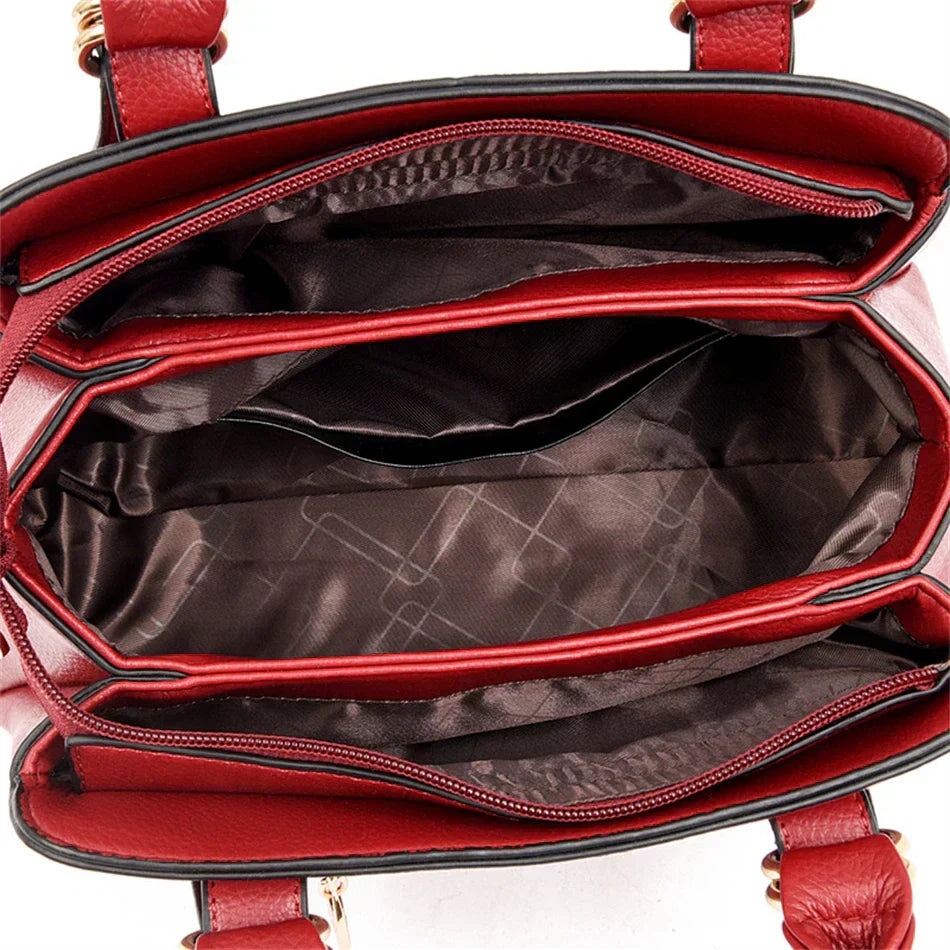 maria™ – Bordowa Torebka Ręczna z Podwójnymi Uchwytami