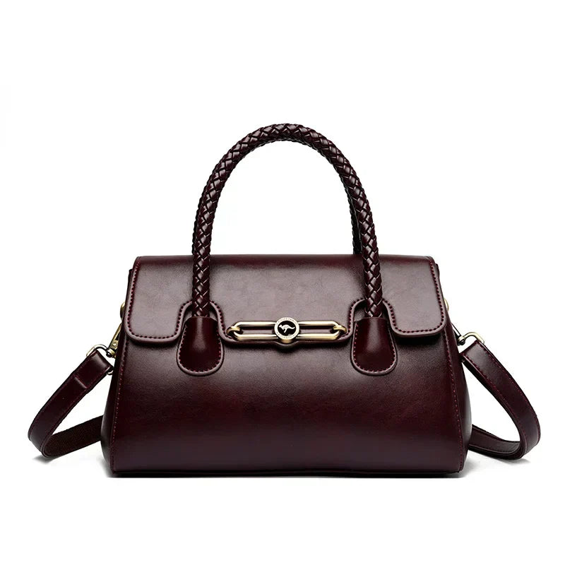 ronja™ – Klasyczna Torebka z Plecionym Uchwytem i Złotymi Akcentami