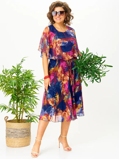 Elwira | Zwiewna sukienka midi o kobiecym kroju