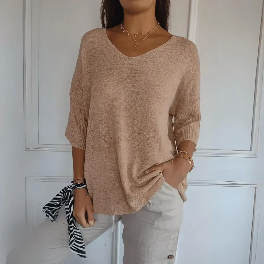 Stefania | Bluzka z Półrękawkiem w Stylu Casual Chic