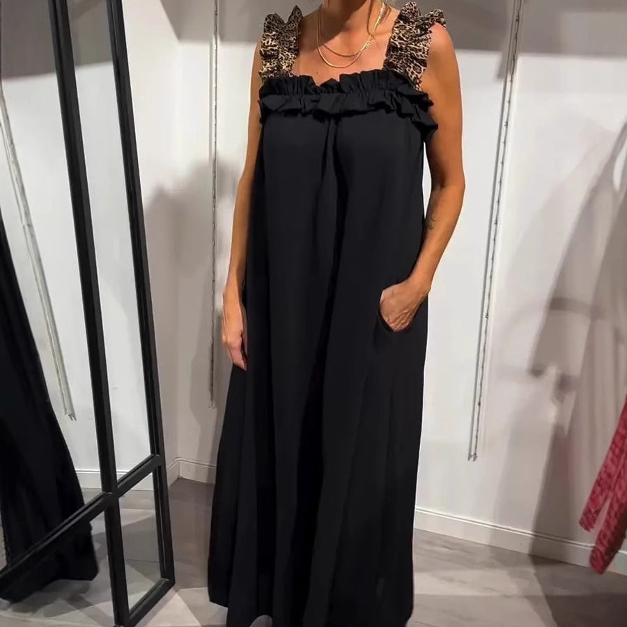 Klara | Zwiewna Sukienka Maxi na Ramiączkach z kieszeniami